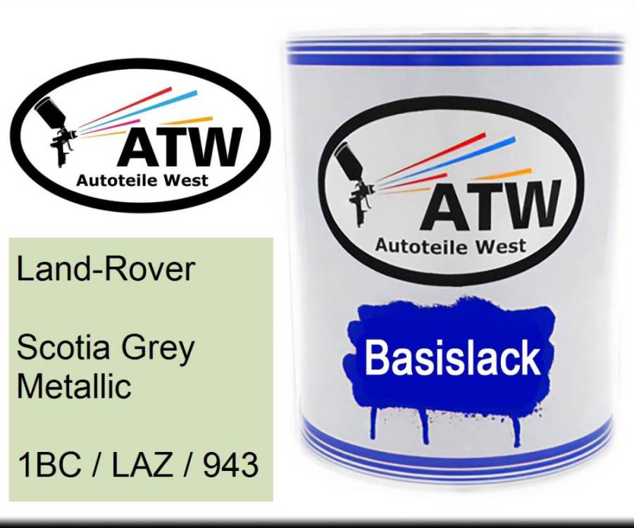 Land-Rover, Scotia Grey Metallic, 1BC / LAZ / 943: 1L Lackdose, von ATW Autoteile West.